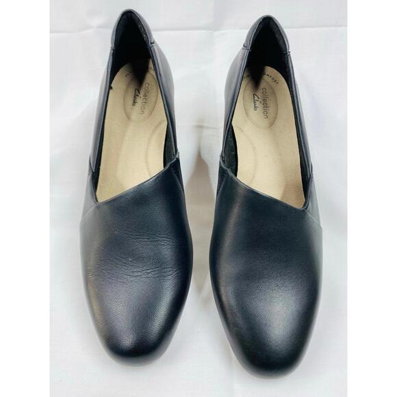 Clarks Navy Leather Loafers - Picture 3 of 9